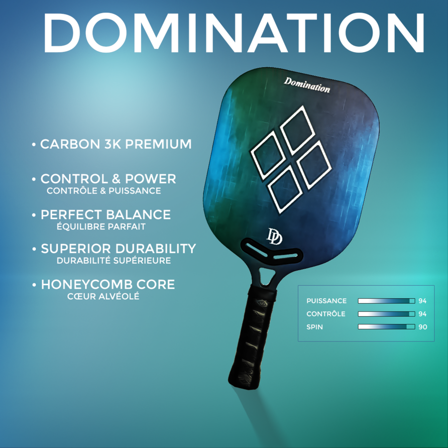 Raquette Domination Bleu/Vert 16mm - DD Pickleball