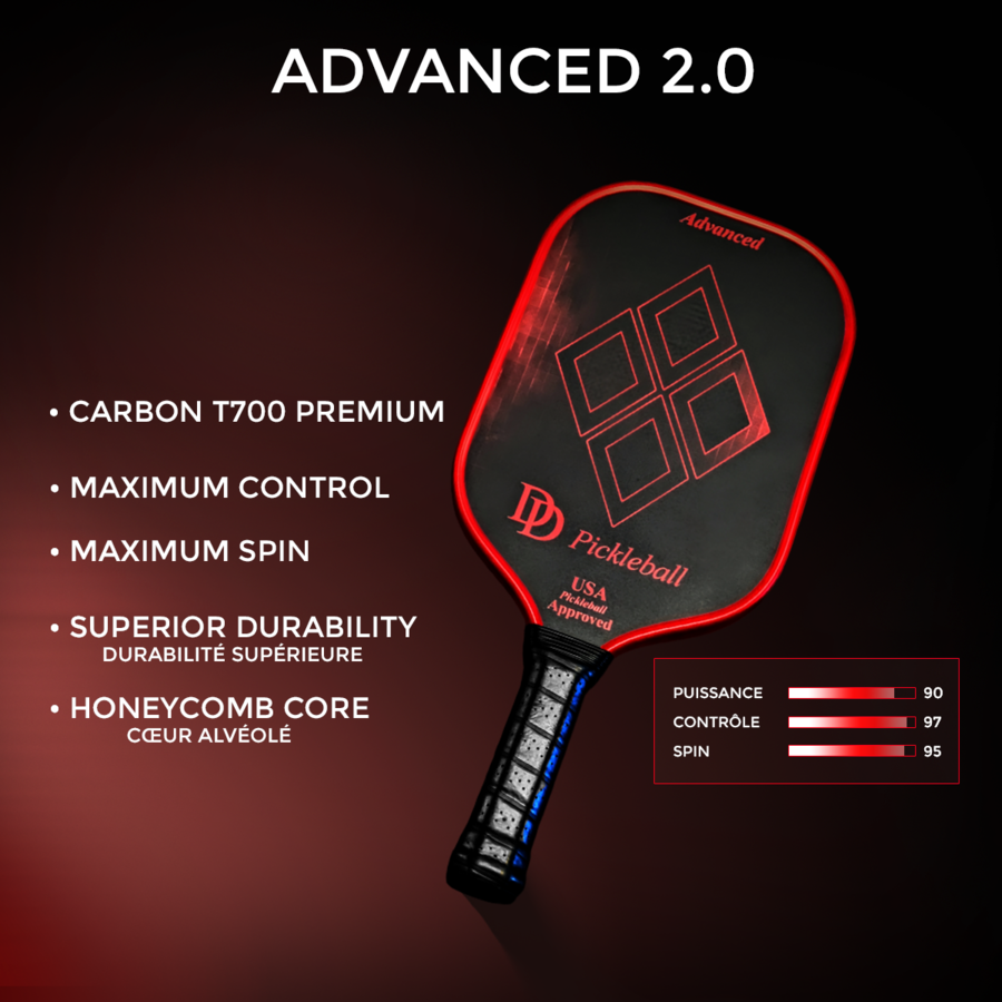 Raquette avancée Rouge 2.0 - DD Pickleball